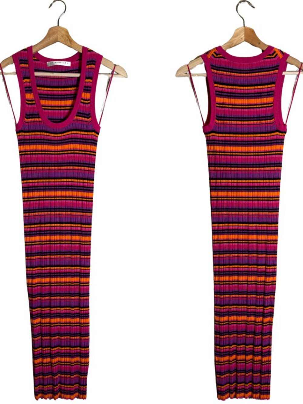 Trina Turk Striped Knit Midi Dress Women's Small* Pink Resort Wear Designer NWOT